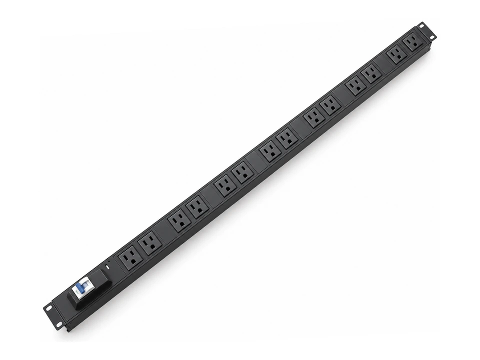 14-Outlet US Rack PDU · Circuit Breaker — AI-generated concept rendering