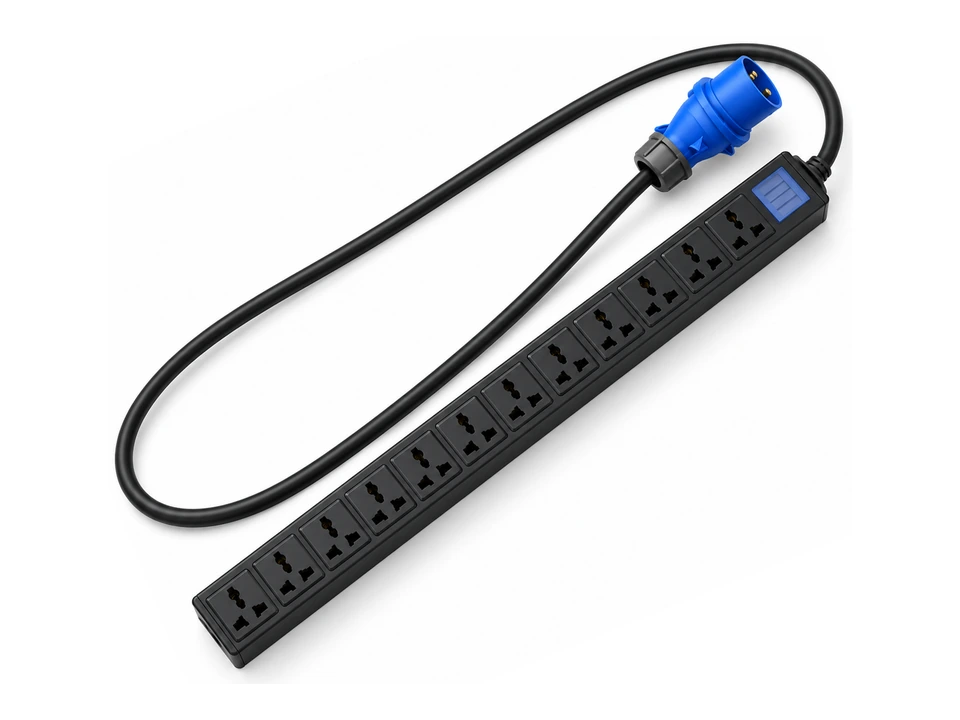 12-Outlet Universal Metered Rack PDU — AI-generated concept rendering