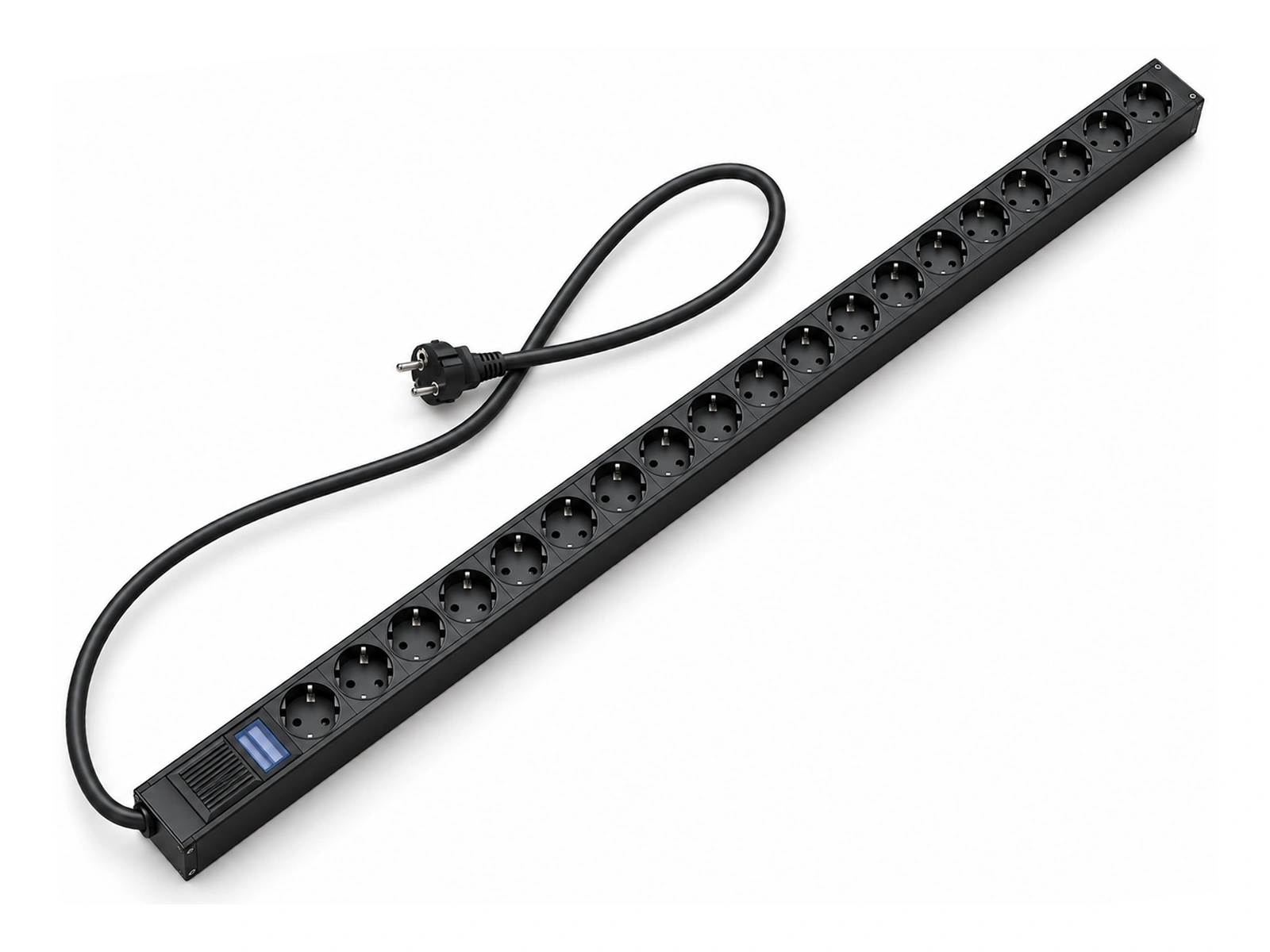 20-Outlet Schuko Metered Rack PDU — AI-generated concept rendering