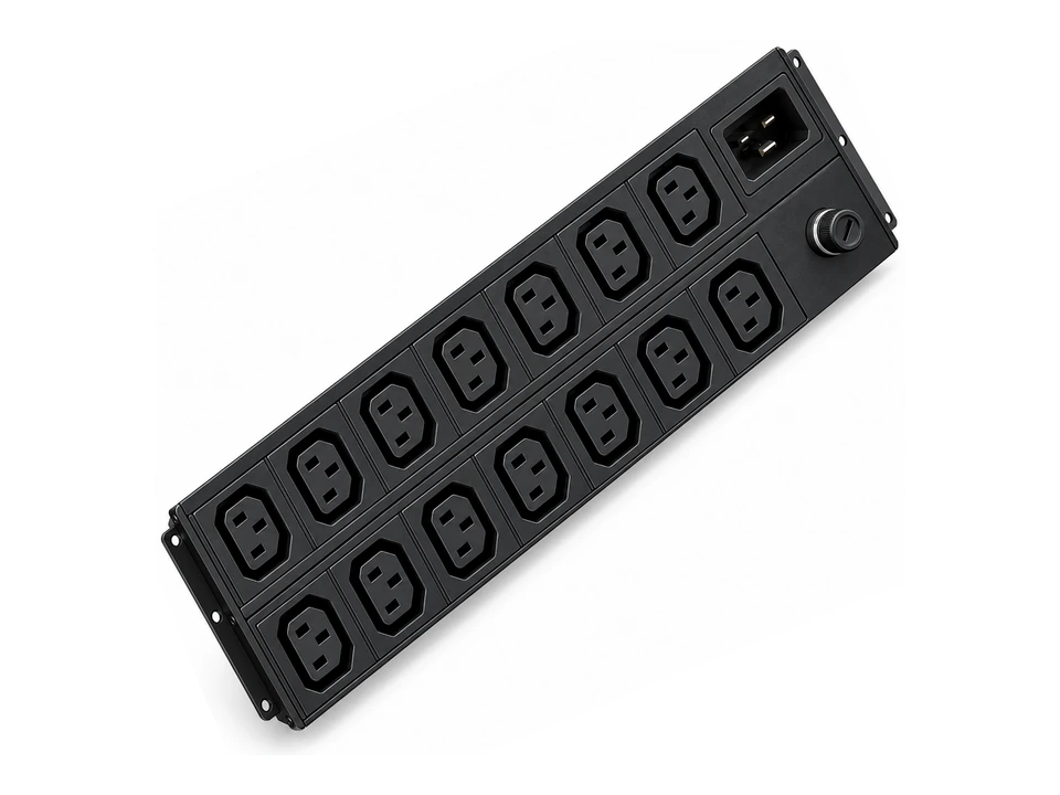 14-Outlet IEC C13/C19 Rack PDU — AI-generated concept rendering