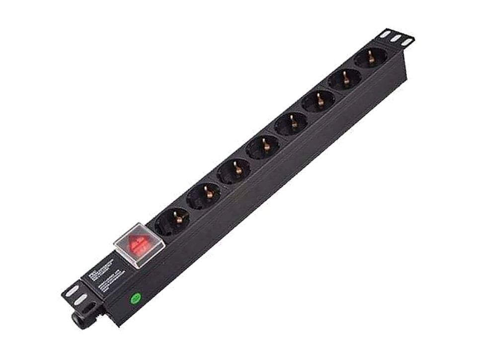 8-Outlet Schuko Rack PDU · Individual Switches